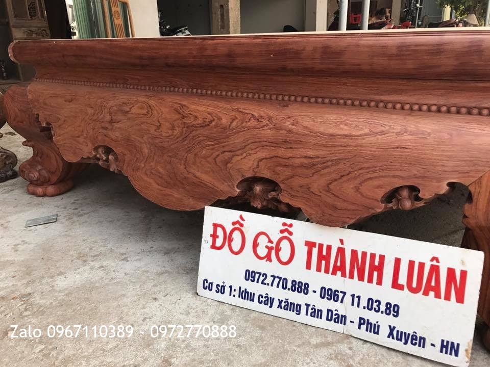 Sập Cẩm Lai 1 Lá Vân Đặc Sắc Tứ Diện,