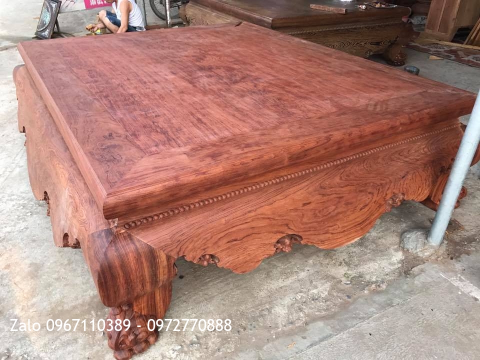 Sập Cẩm Lai 1 Lá Vân Đặc Sắc Tứ Diện.