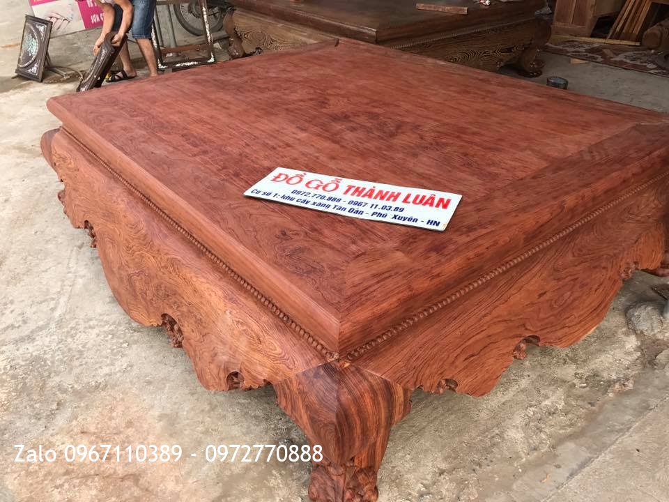 Sập Cẩm Lai 1 Lá Vân Đặc Sắc Tứ Diện.