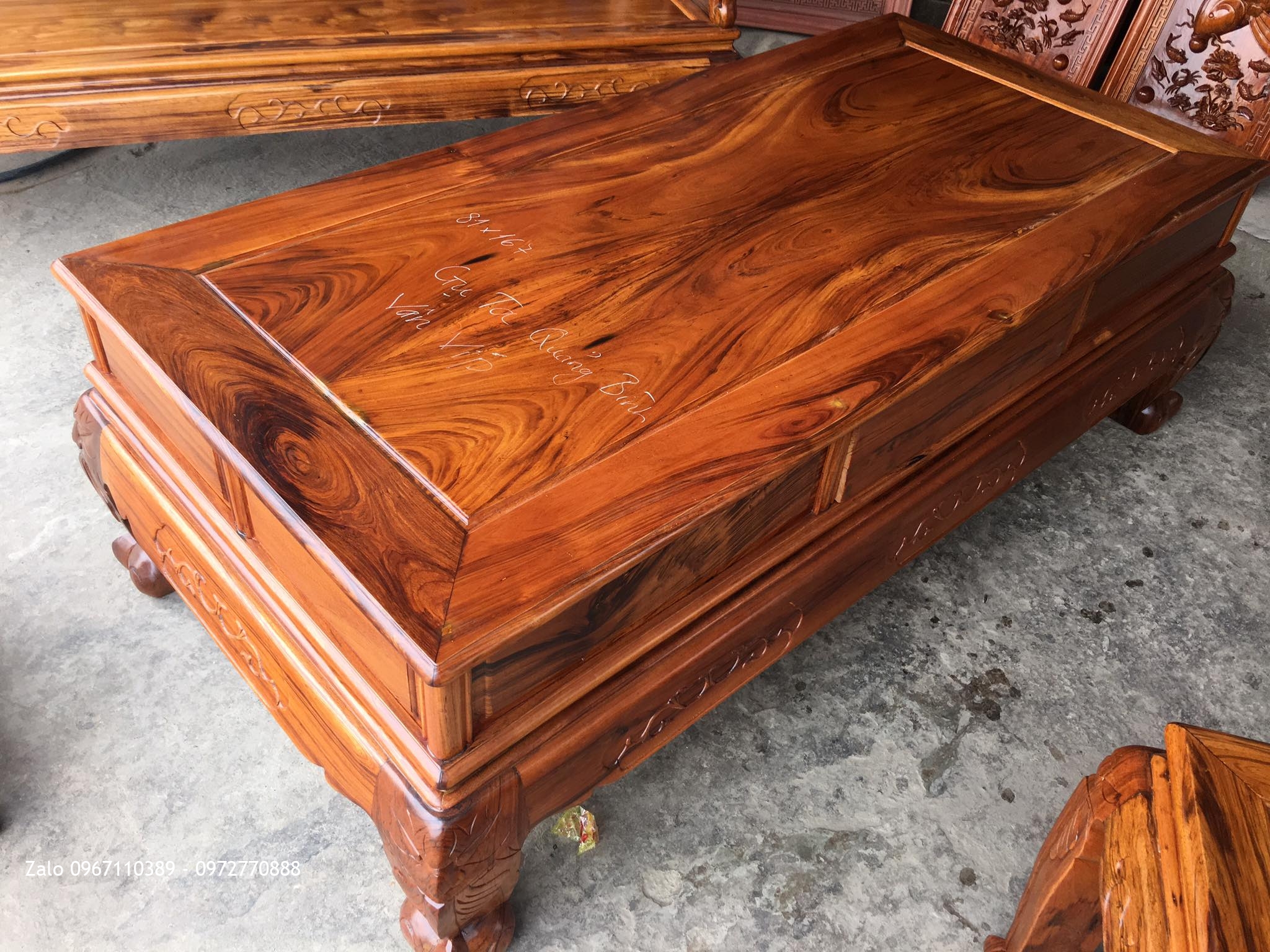 Bộ Ghế Gụ Ta Quảng Bình Vân Vip 6 Món.C12. Bàn 1m67x81,,