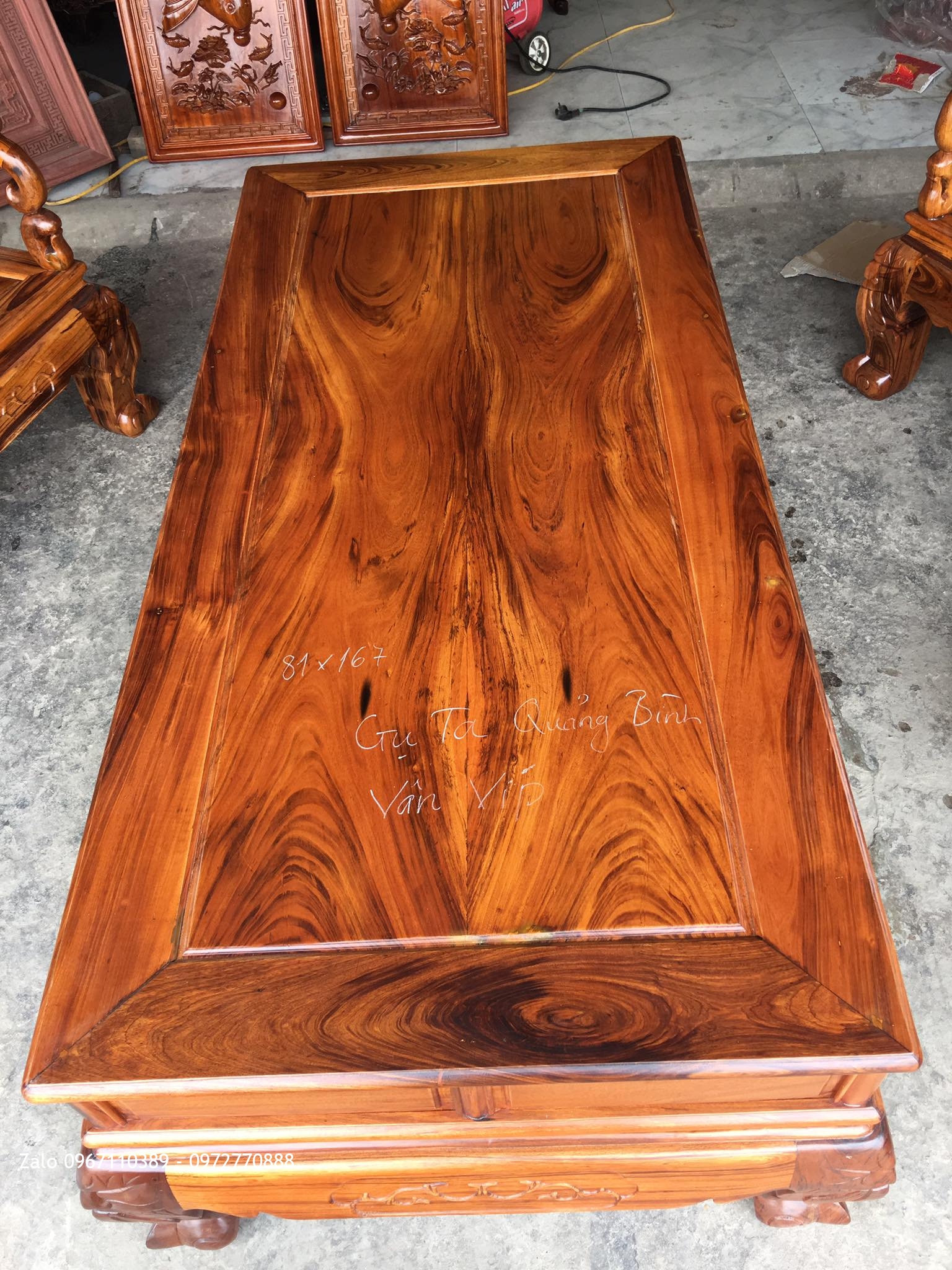 Bộ Ghế Gụ Ta Quảng Bình Vân Vip 6 Món.C12. Bàn 1m67x81,,