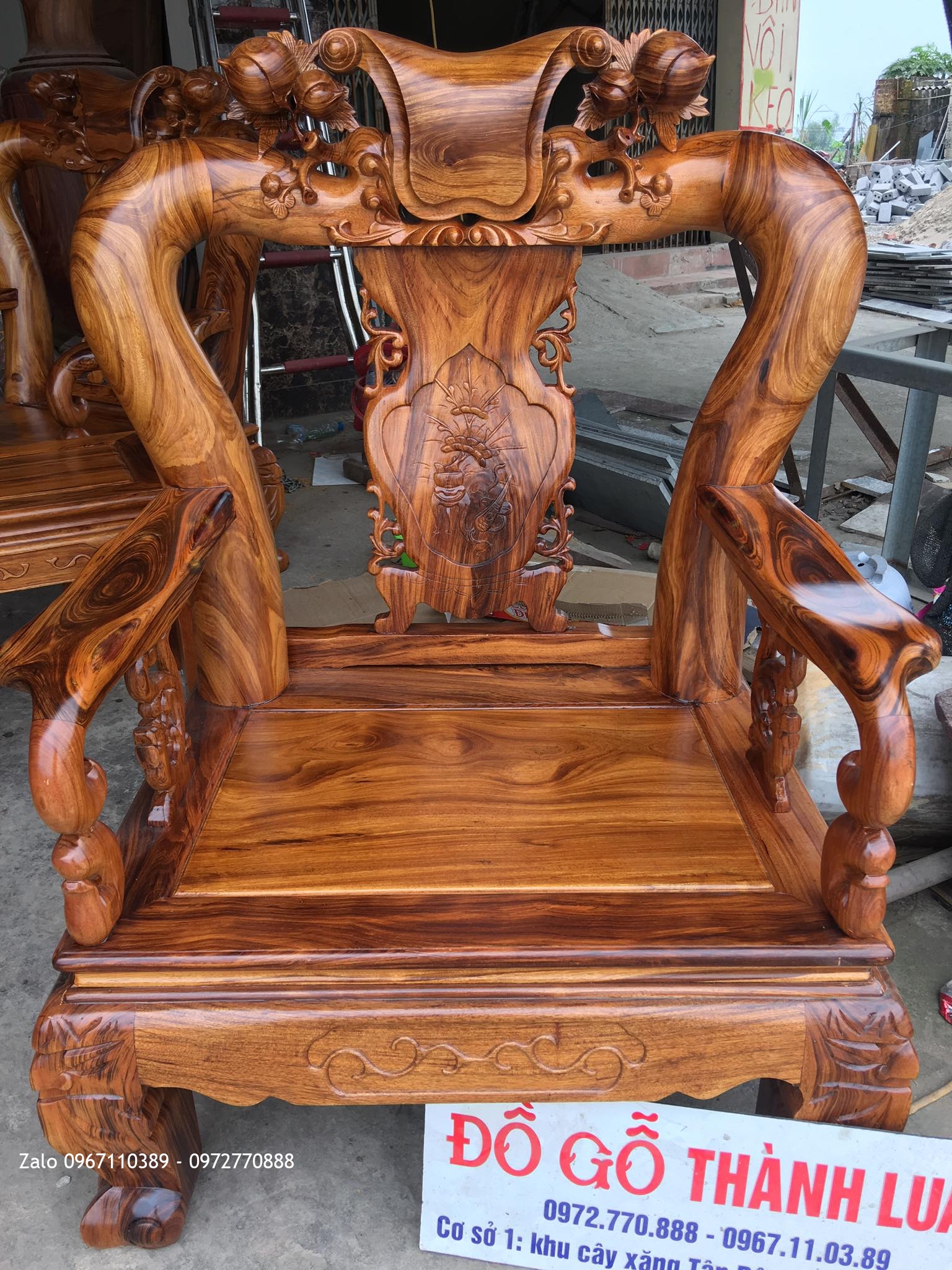 Bộ Ghế Gụ Ta Quảng Bình Vân Vip 6 Món.C12. Bàn 1m67x81.