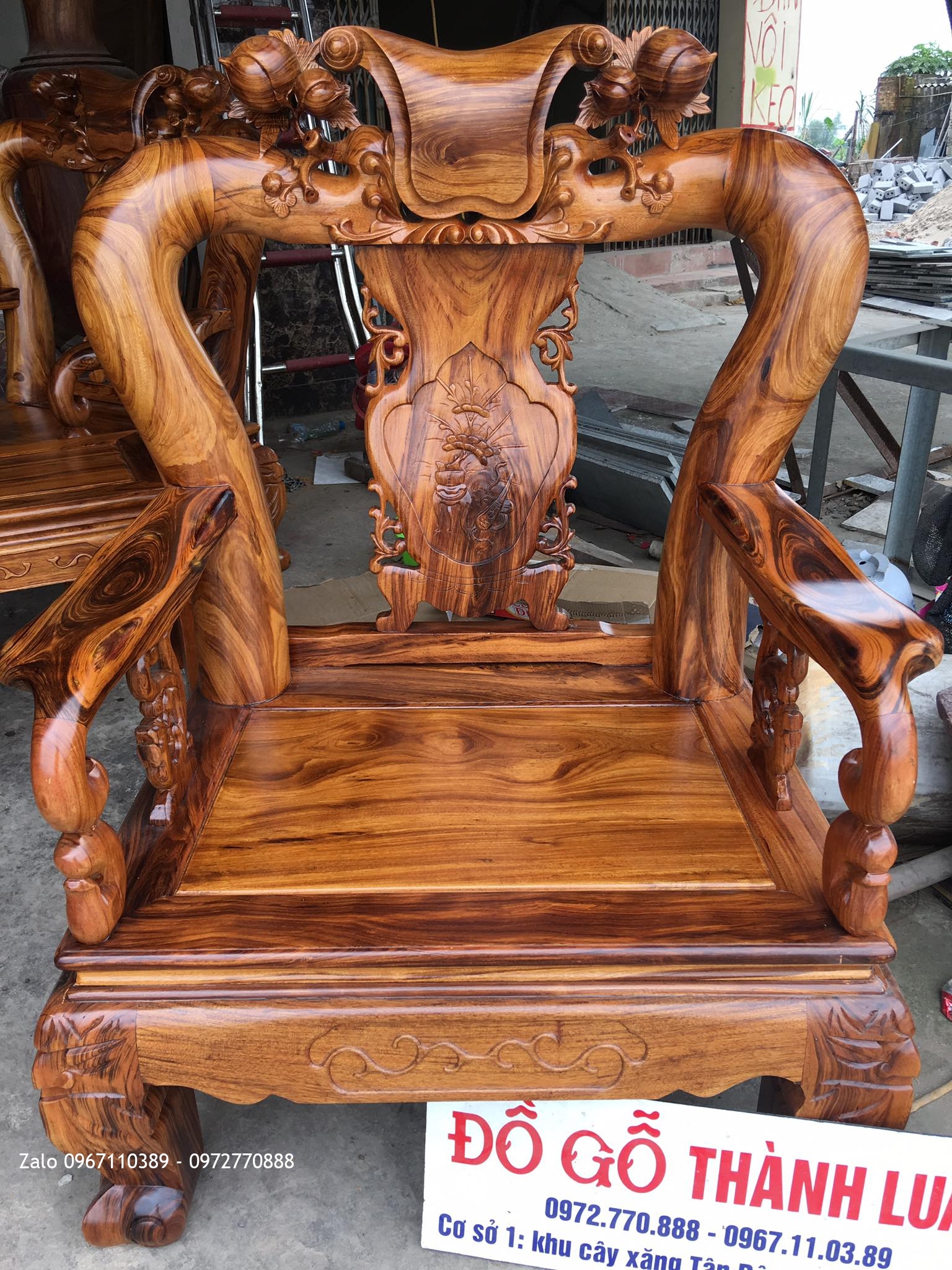 Bộ Ghế Gụ Ta Quảng Bình Vân Vip 6 Món.C12. Bàn 1m67x81.