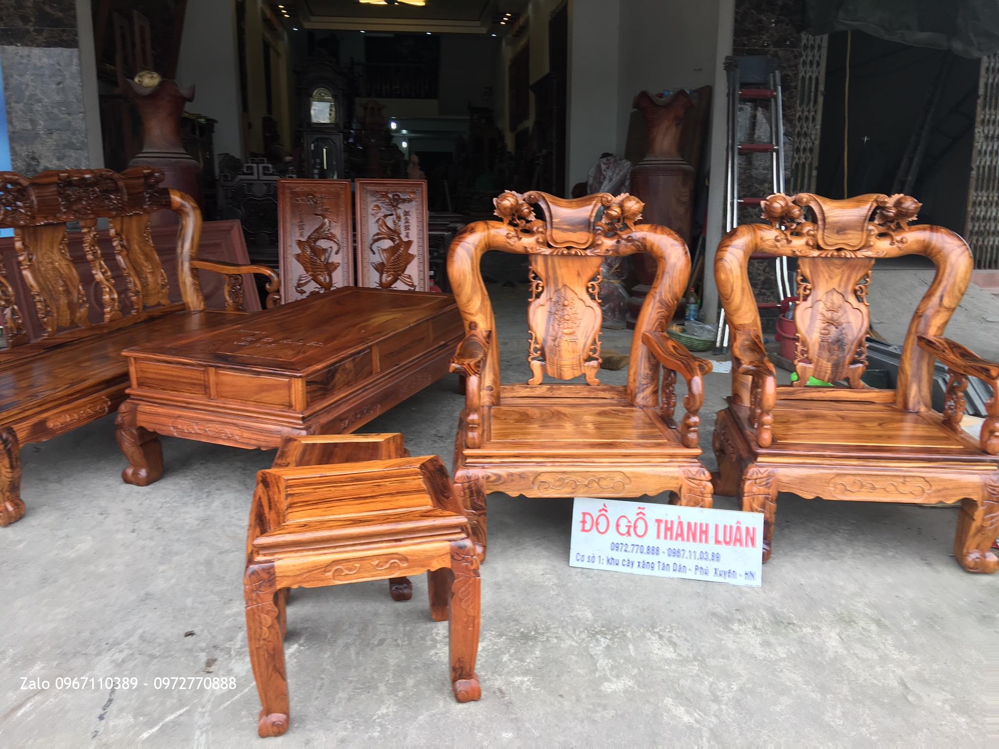 Bộ Ghế Gụ Ta Quảng Bình Vân Vip 6 Món.C12. Bàn 1m67x81.:.