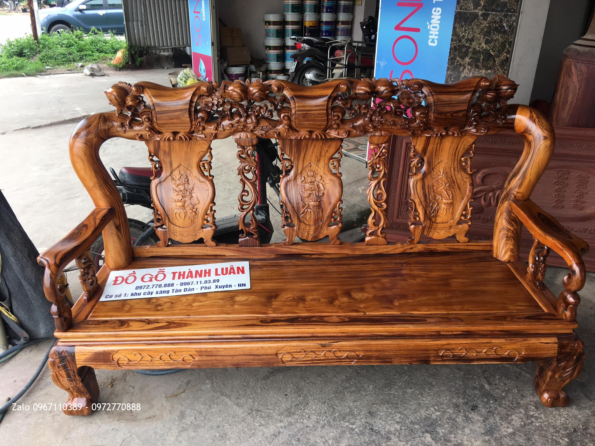 Bộ Ghế Gụ Ta Quảng Bình Vân Vip 6 Món.C12. Bàn 1m67x81::