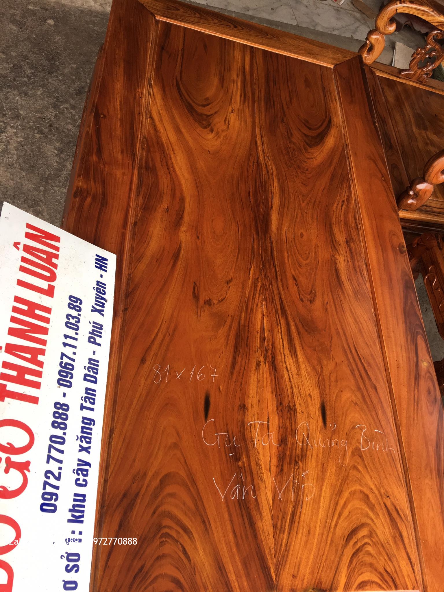 Bộ Ghế Gụ Ta Quảng Bình Vân Vip 6 Món.C12. Bàn 1m67x81:::.