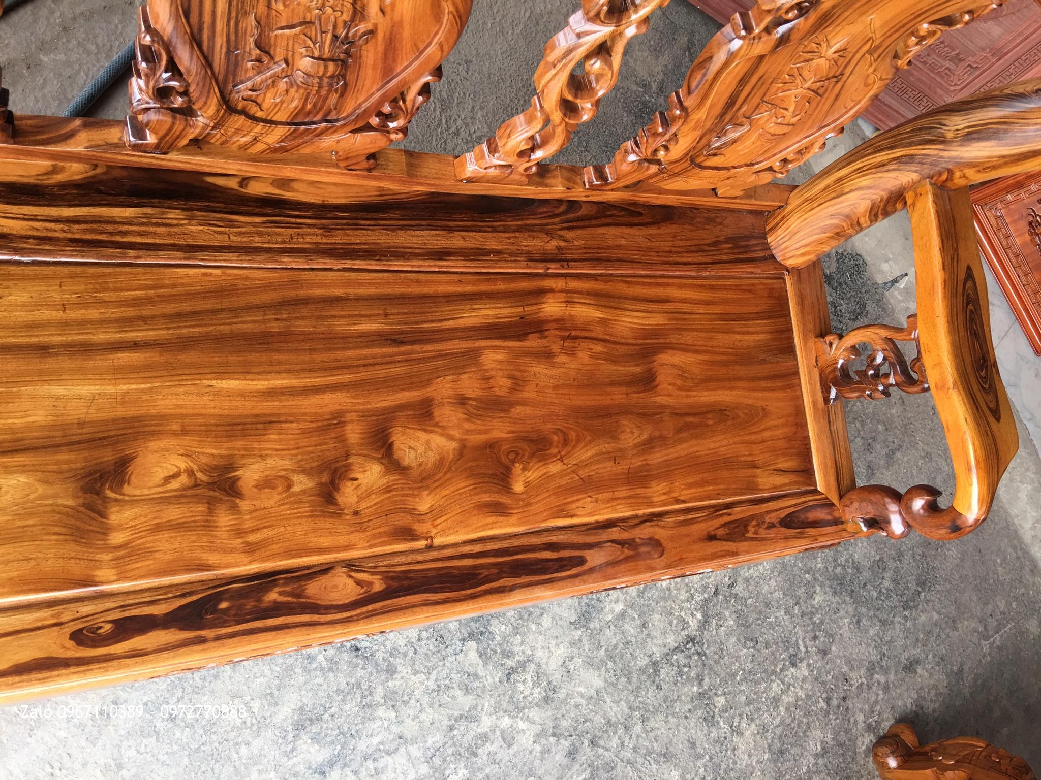 Bộ Ghế Gụ Ta Quảng Bình Vân Vip 6 Món.C12. Bàn 1m67x81:::.