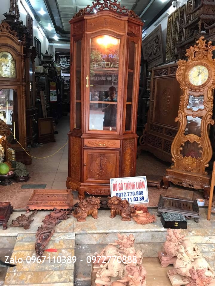 Tủ Góc Gỗ Hương Đỏ Lào 60 Và Tỳ Hưu Phong Thuỷ