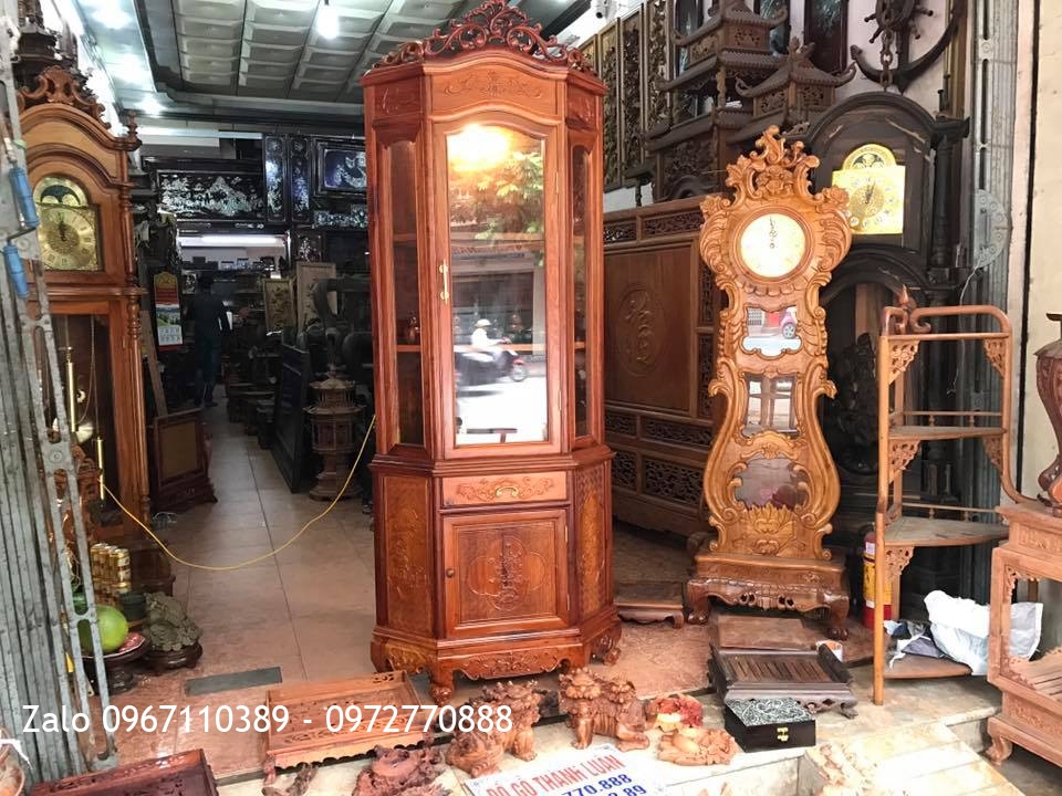 Tủ Góc Gỗ Hương Đỏ Lào 60 Và Tỳ Hưu Phong Thuỷ.