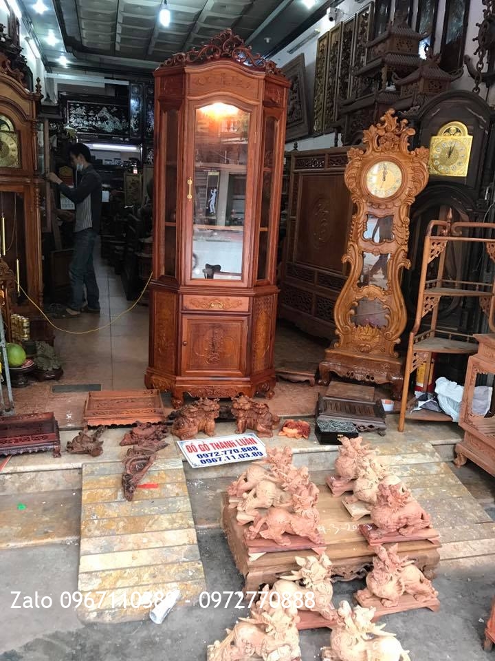 Tủ Góc Gỗ Hương Đỏ Lào 60 Và Tỳ Hưu Phong Thuỷ.