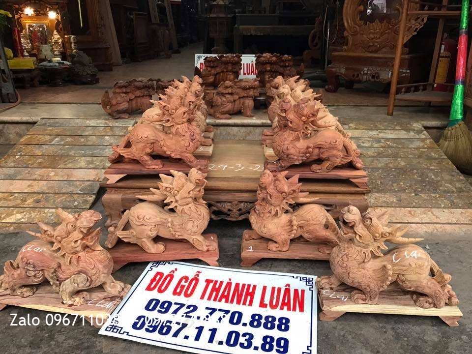 Tỳ Hưu(Thiên Lộc) Và Kỳ Lân Mẫu Tử Gỗ Hương,