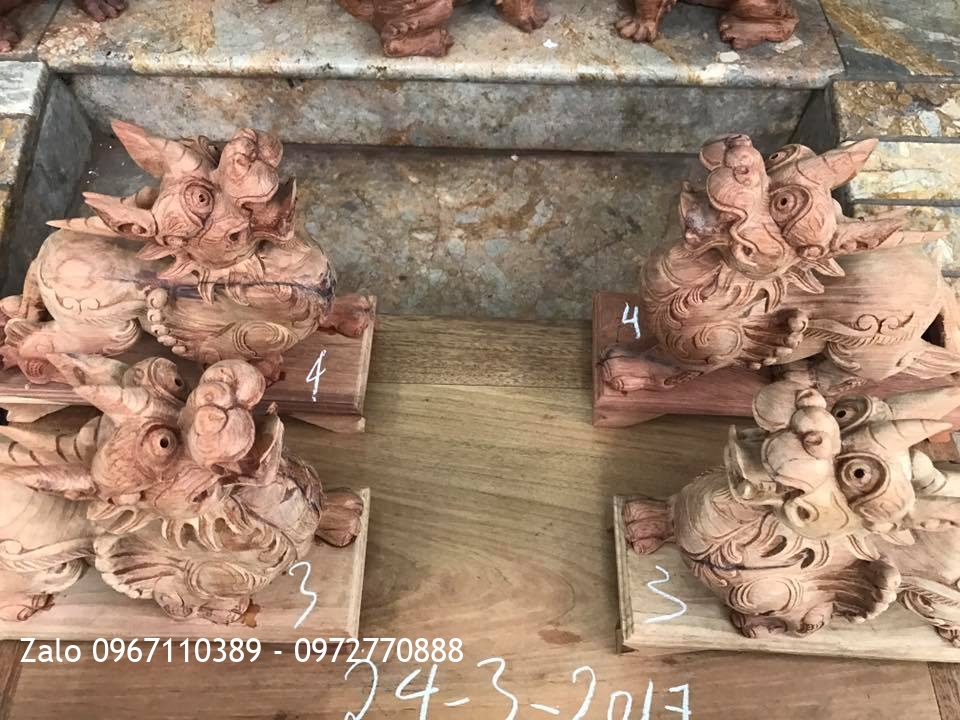 Tỳ Hưu(Thiên Lộc) Và Kỳ Lân Mẫu Tử Gỗ Hương.