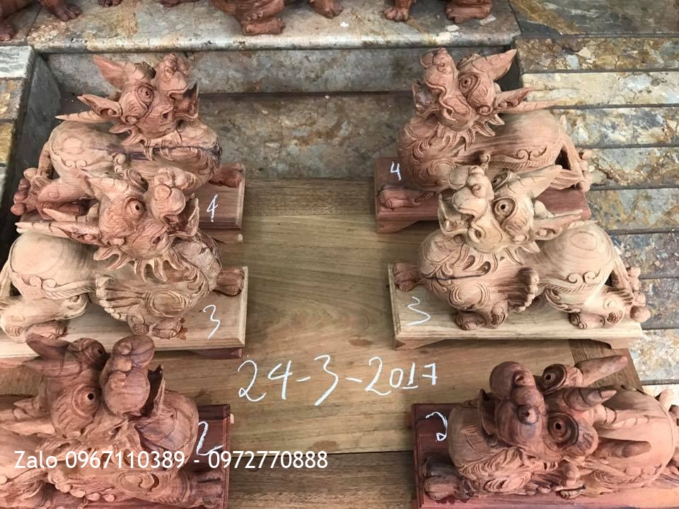 Tỳ Hưu(Thiên Lộc) Và Kỳ Lân Mẫu Tử Gỗ Hương.