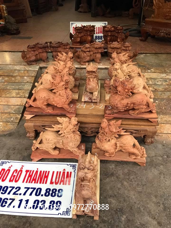 Tỳ Hưu(Thiên Lộc) Và Kỳ Lân Mẫu Tử Gỗ Hương.