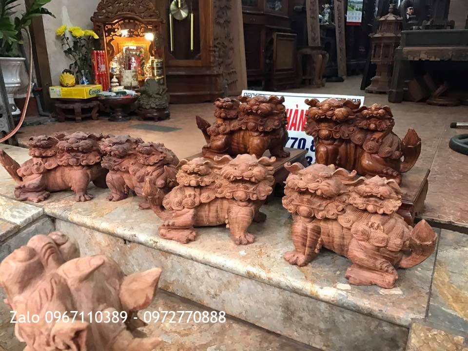 Tỳ Hưu(Thiên Lộc) Và Kỳ Lân Mẫu Tử Gỗ Hương::