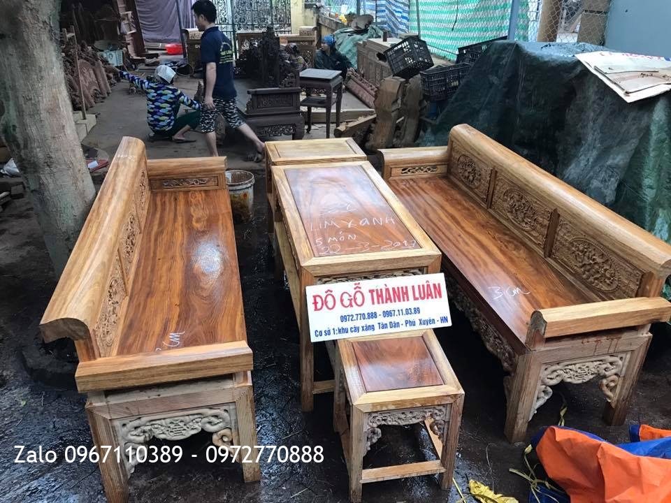 2 Bộ Trường Kỷ Đại Gỗ Lim Xanh 3cm.5 món,.