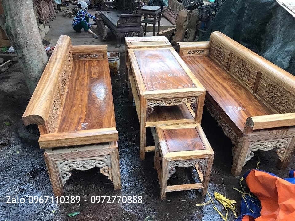 2 Bộ Trường Kỷ Đại Gỗ Lim Xanh 3cm.5 món.