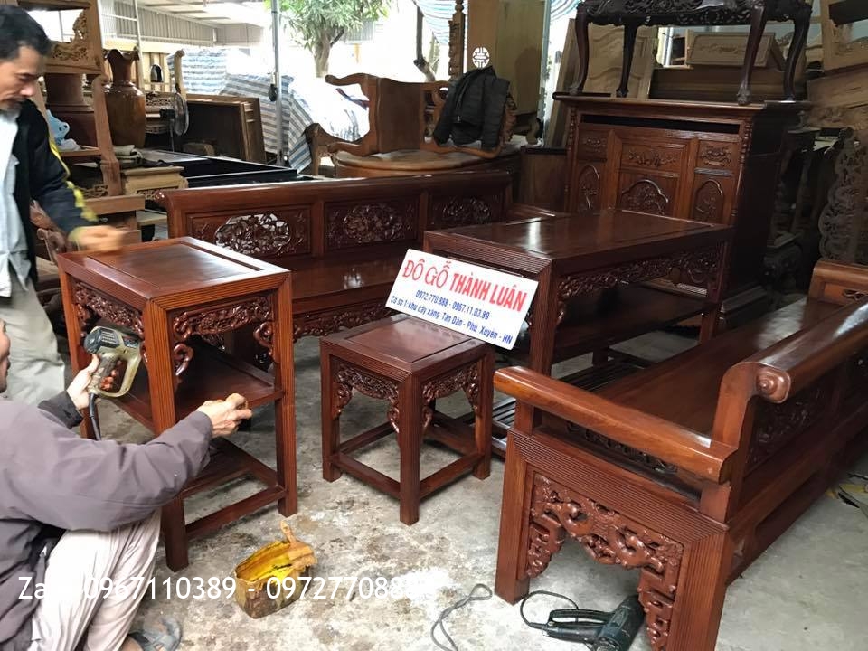 Bộ Trường Kỷ Gỗ Gụ 5 Món. Khách Ân Thi Hưng Yên