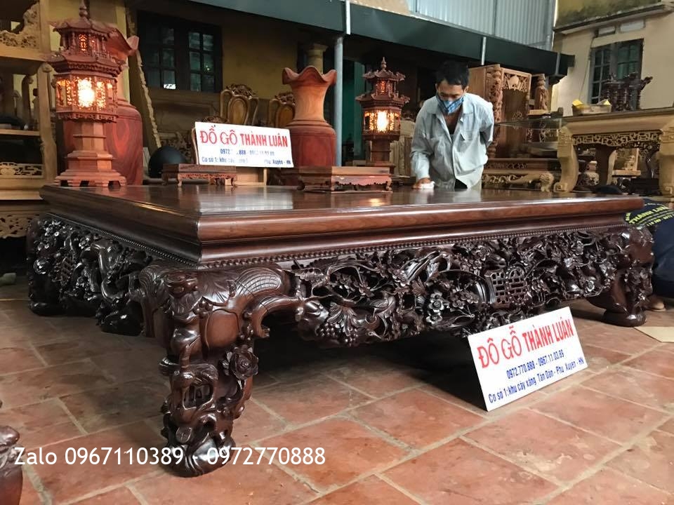 Sập Gụ Thập Điểu Quần Mai. A Lập Mê Sở Hưng Yên.