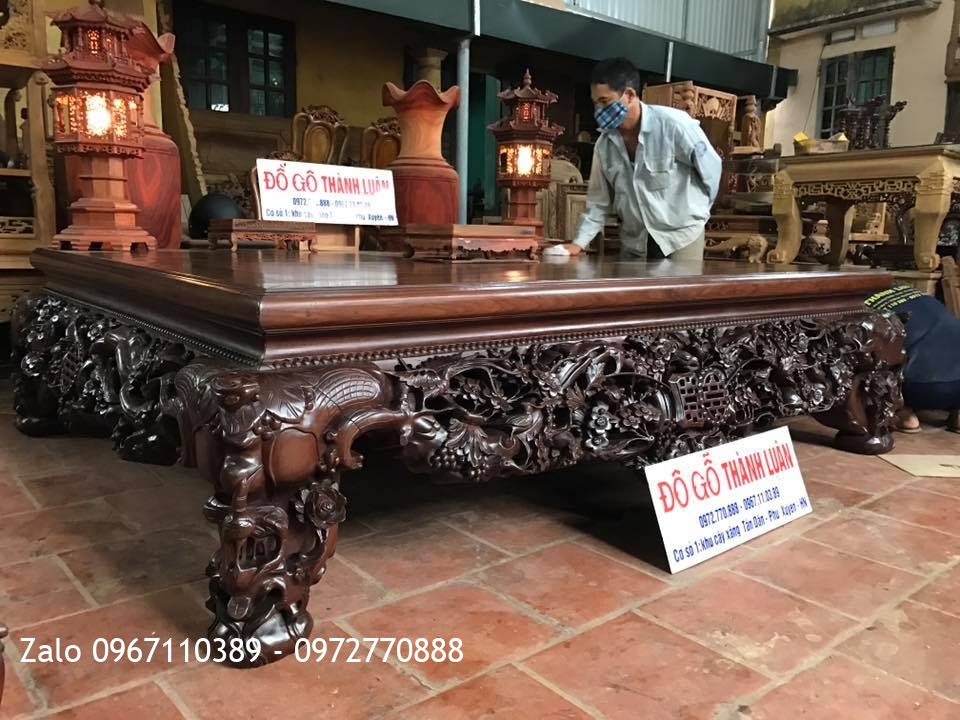 Sập Gụ Thập Điểu Quần Mai. A Lập Mê Sở Hưng Yên.