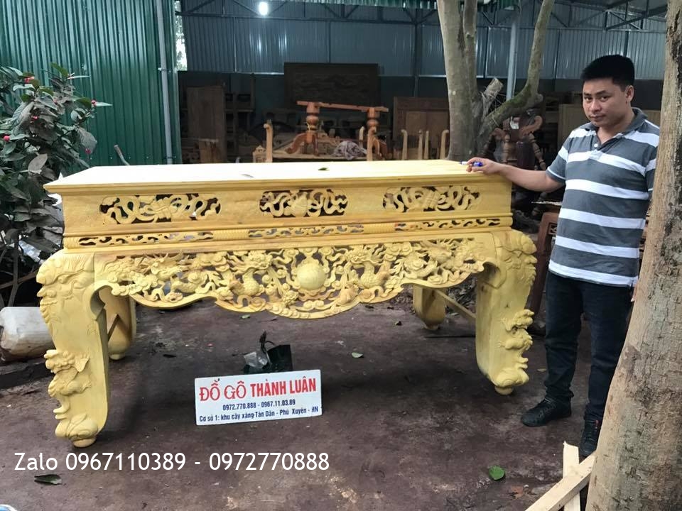 Sập Thờ Tứ Linh Gỗ Mít. A Tuấn Hà Nội.,