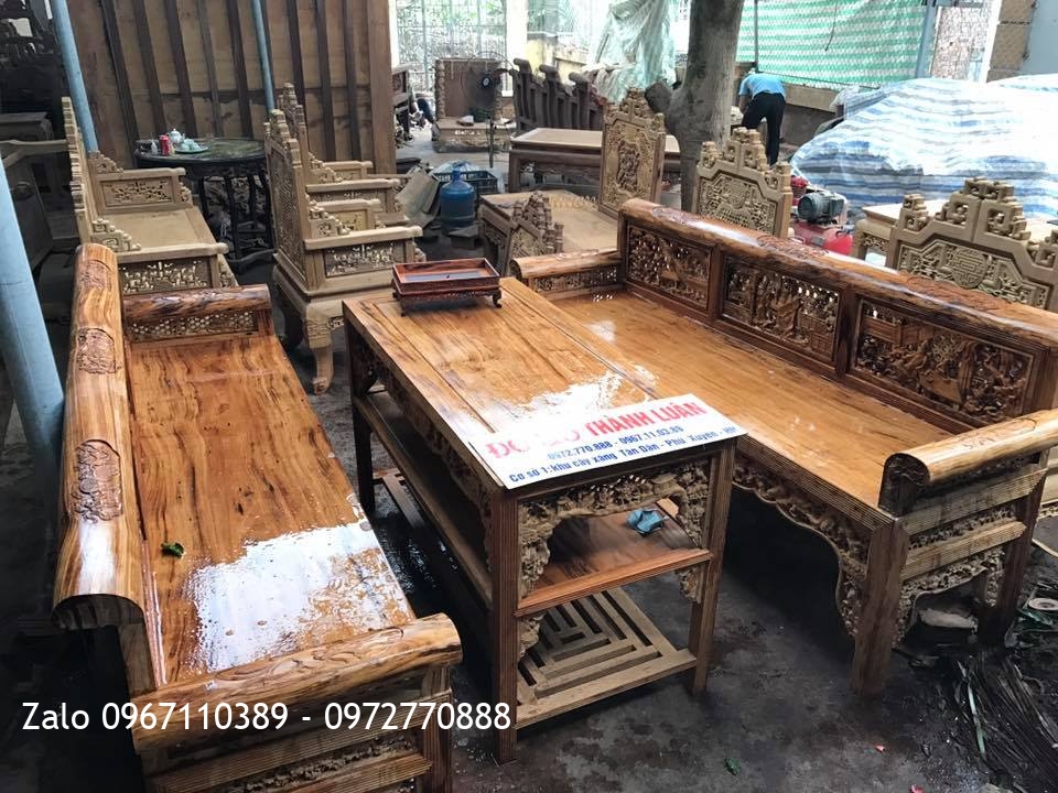 Bộ Trường Kỷ Bắc Bộ Gỗ Gụ Ta Qủang Bình.