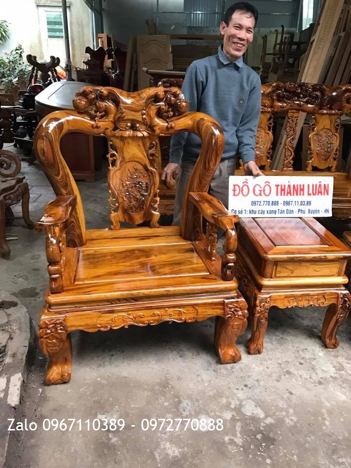 Bộ Ghế Gỗ Gụ Ta Quảng Bình Cột 12.6 Món VIP. Khách Nhà Bè TPHCM,