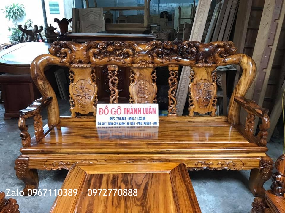 Bộ Ghế Gỗ Gụ Ta Quảng Bình Cột 12.6 Món VIP. Khách Nhà Bè TPHCM.