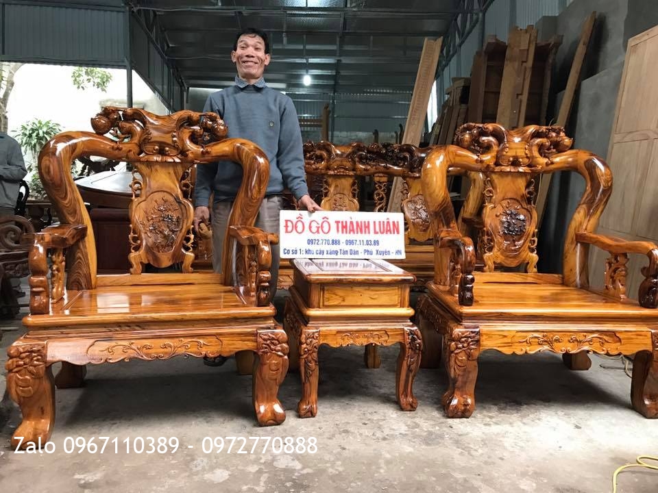 Bộ Ghế Gỗ Gụ Ta Quảng Bình Cột 12.6 Món VIP. Khách Nhà Bè TPHCM.