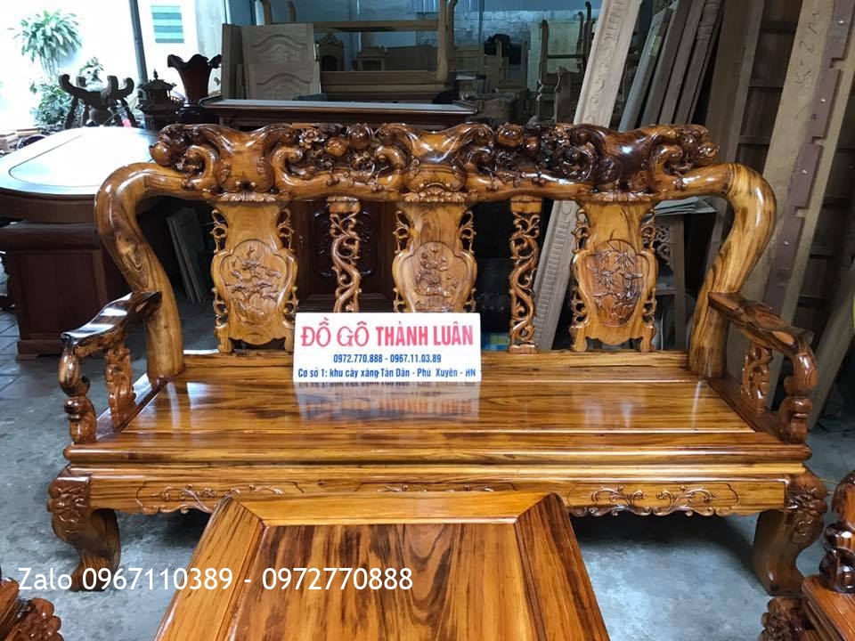 Bộ Ghế Gỗ Gụ Ta Quảng Bình Cột 12.6 Món VIP. Khách Nhà Bè TPHCM.