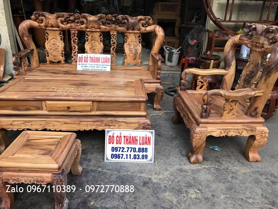 Bộ Ghế Gỗ Gụ Ta Quảng Bình VIP Cột 12.6 Món,