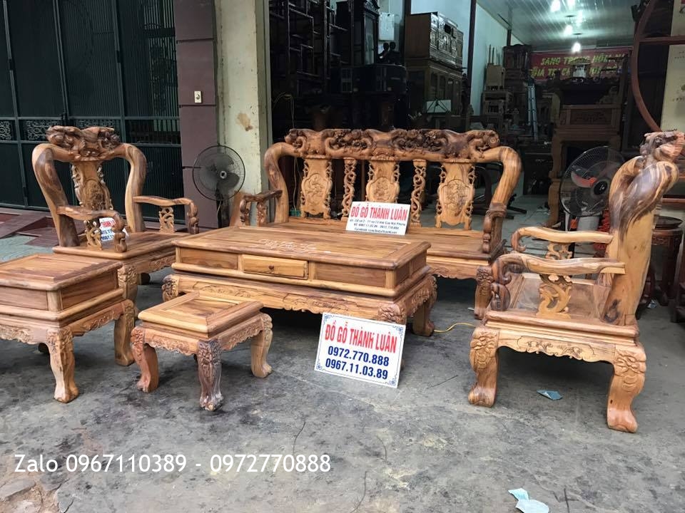 Bộ Ghế Gỗ Gụ Ta Quảng Bình VIP Cột 12.6 Món.