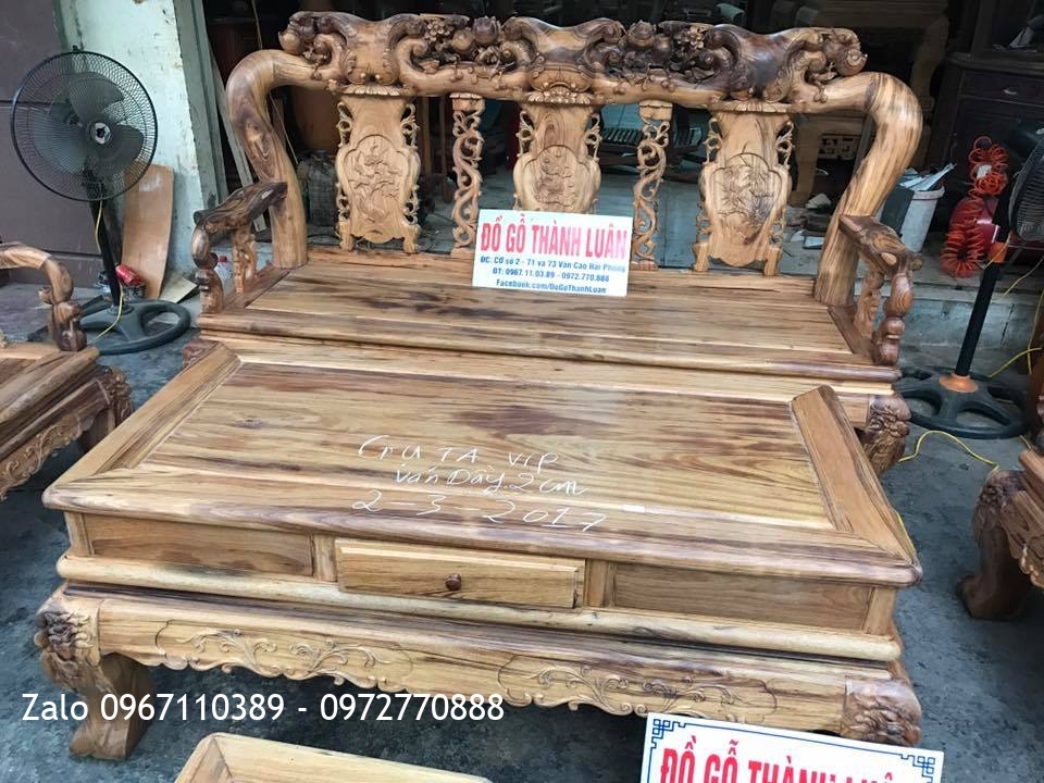 Bộ Ghế Gỗ Gụ Ta Quảng Bình VIP Cột 12.6 Món.:.