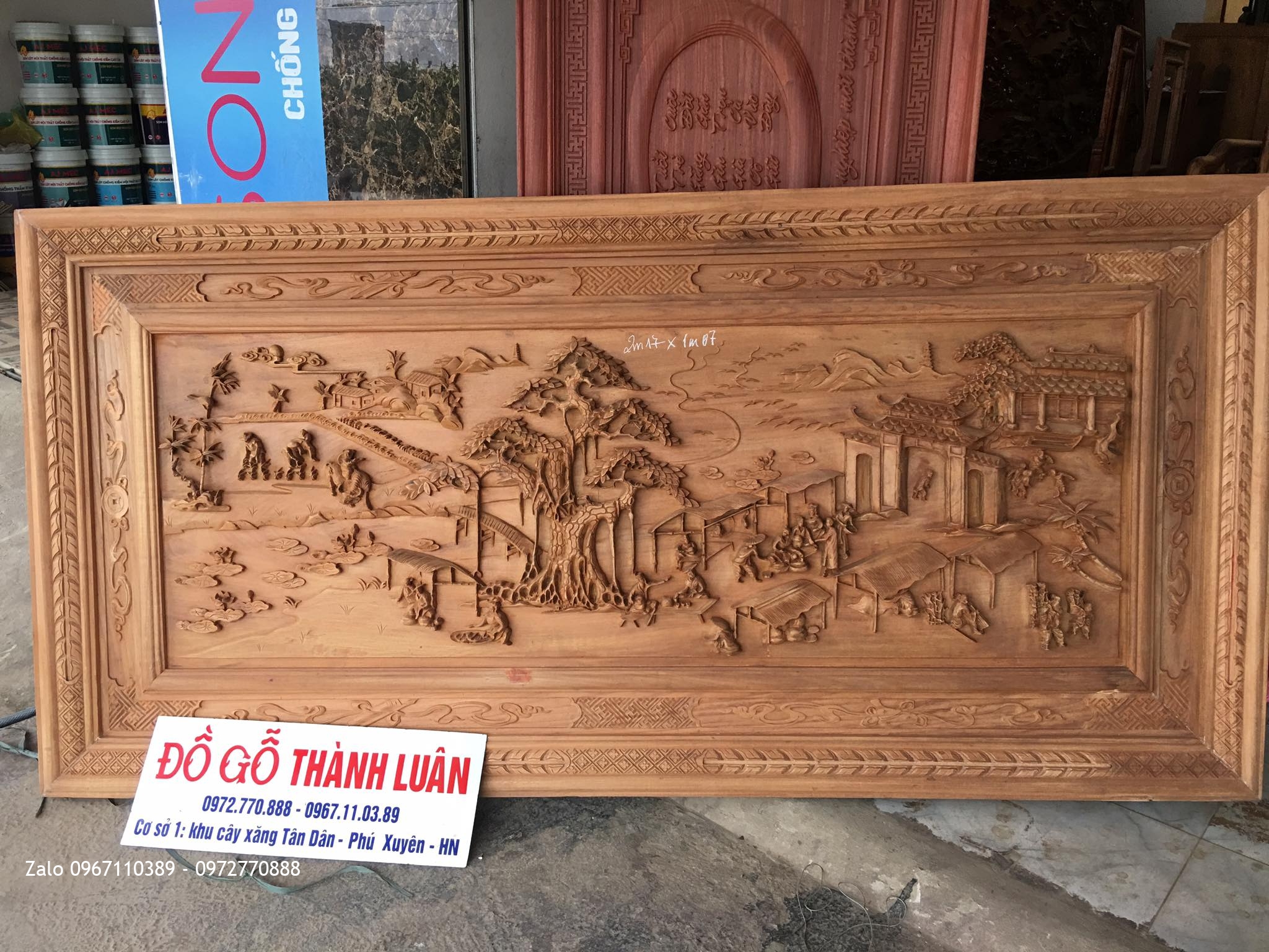 Tranh Gỗ Chợ Quê Gỗ Gụ. Gỗ Hương.