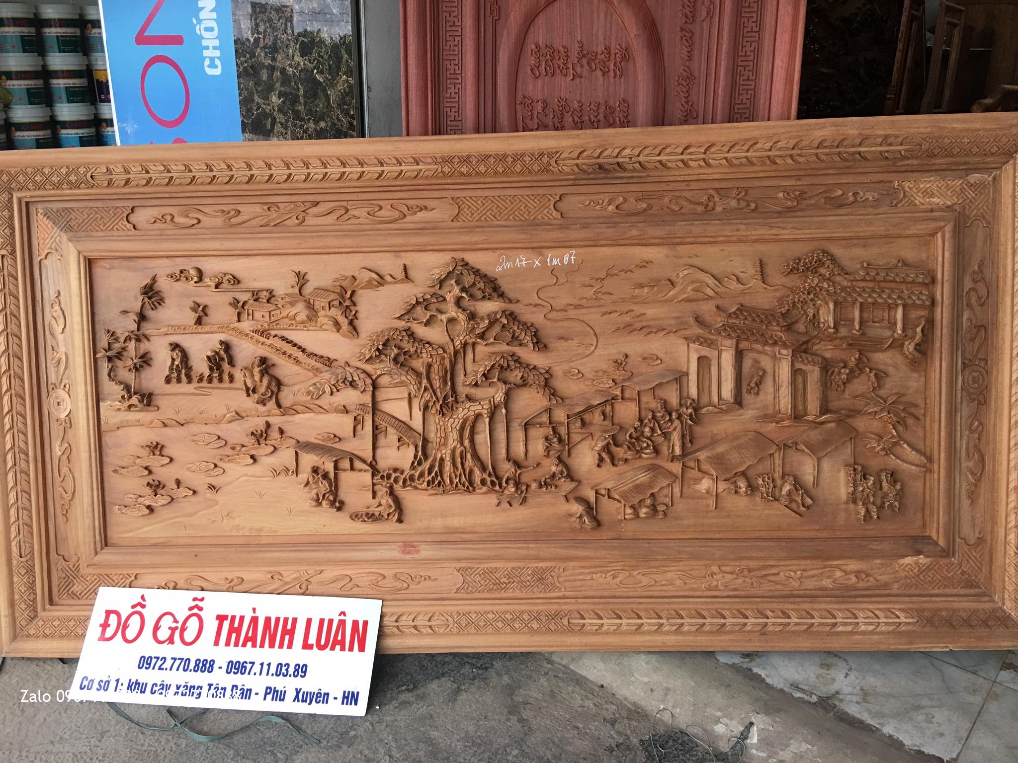 Tranh Gỗ Chợ Quê Gỗ Gụ. Gỗ Hương.