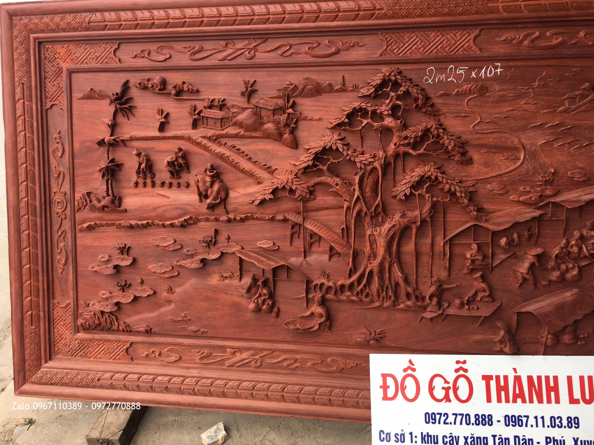 Tranh Gỗ Chợ Quê Gỗ Gụ. Gỗ Hương¥