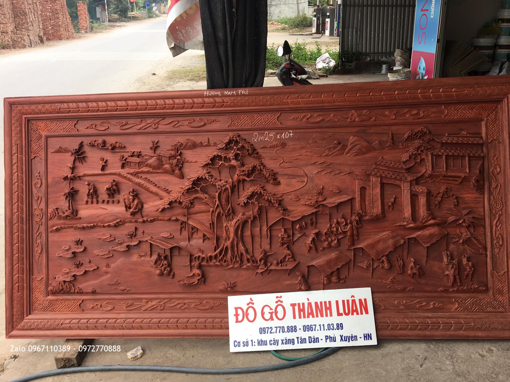 Tranh Gỗ Chợ Quê Gỗ Gụ. Gỗ Hương11