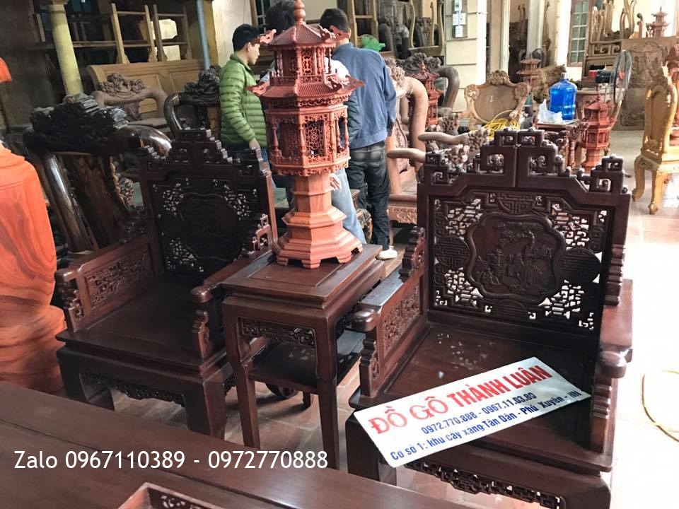 Bộ Trường Kỷ Huế Đục Tích Bát 8 Món Gỗ Gụ. C Thắng Bình Đà HN:.