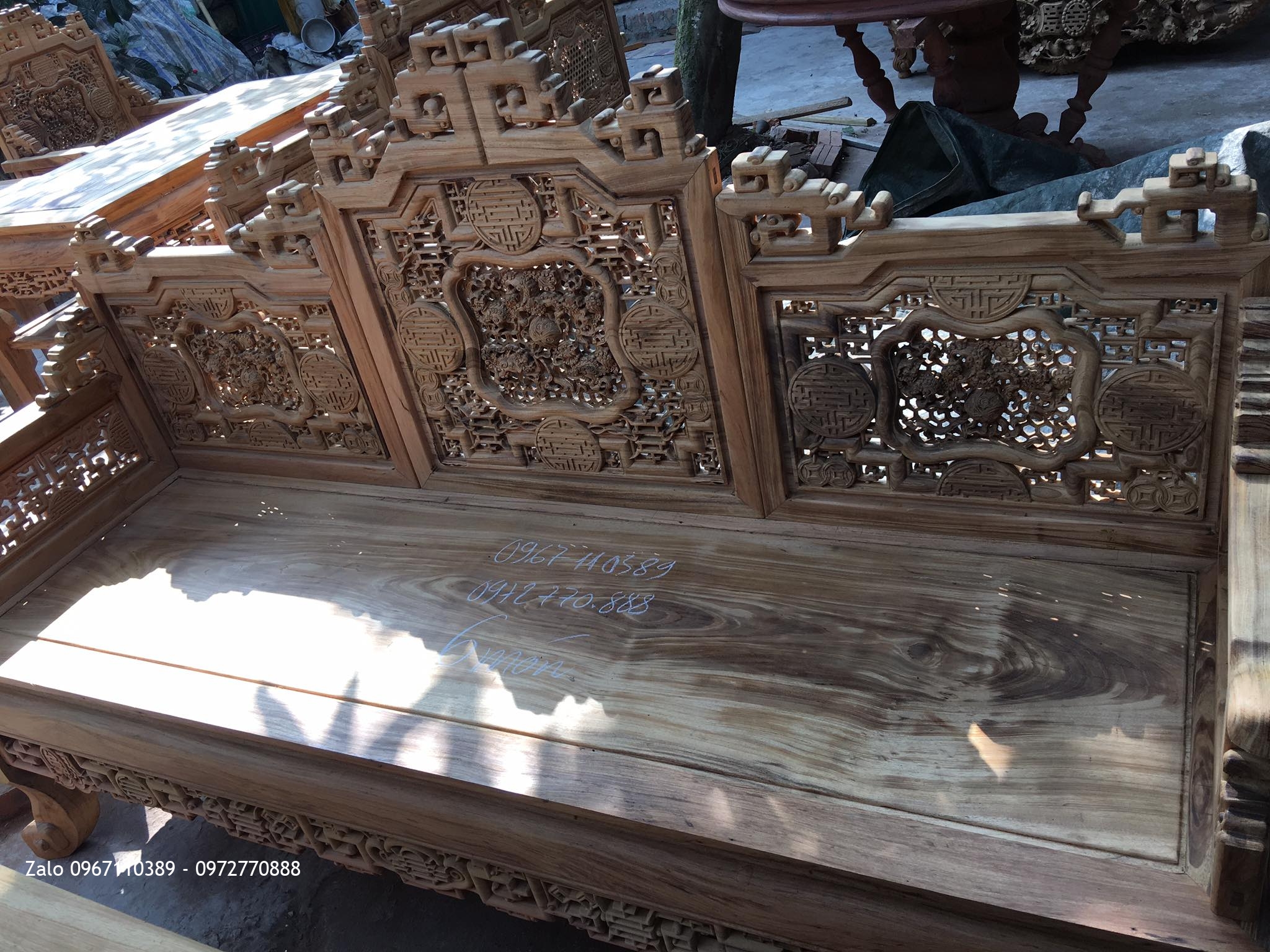 2 Bộ Trường Kỷ Huế Ngũ Lân 6 Món Gỗ Gụ Ta Quảng Bình Vân Tuyển