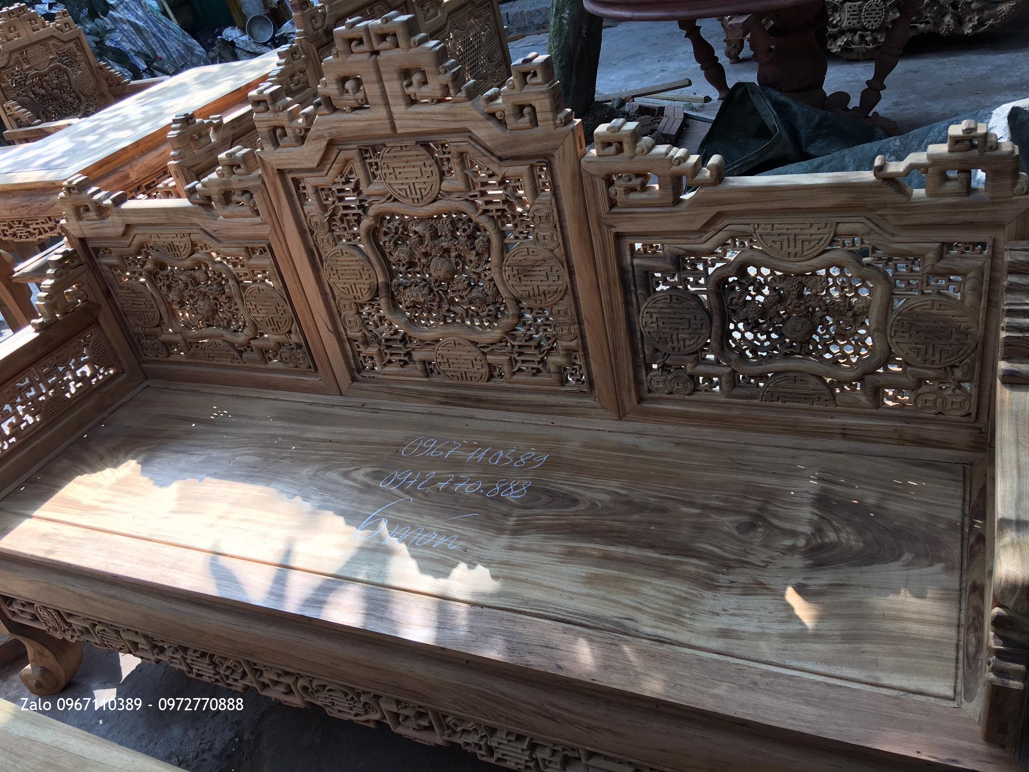 2 Bộ Trường Kỷ Huế Ngũ Lân 6 Món Gỗ Gụ Ta Quảng Bình Vân Tuyển.