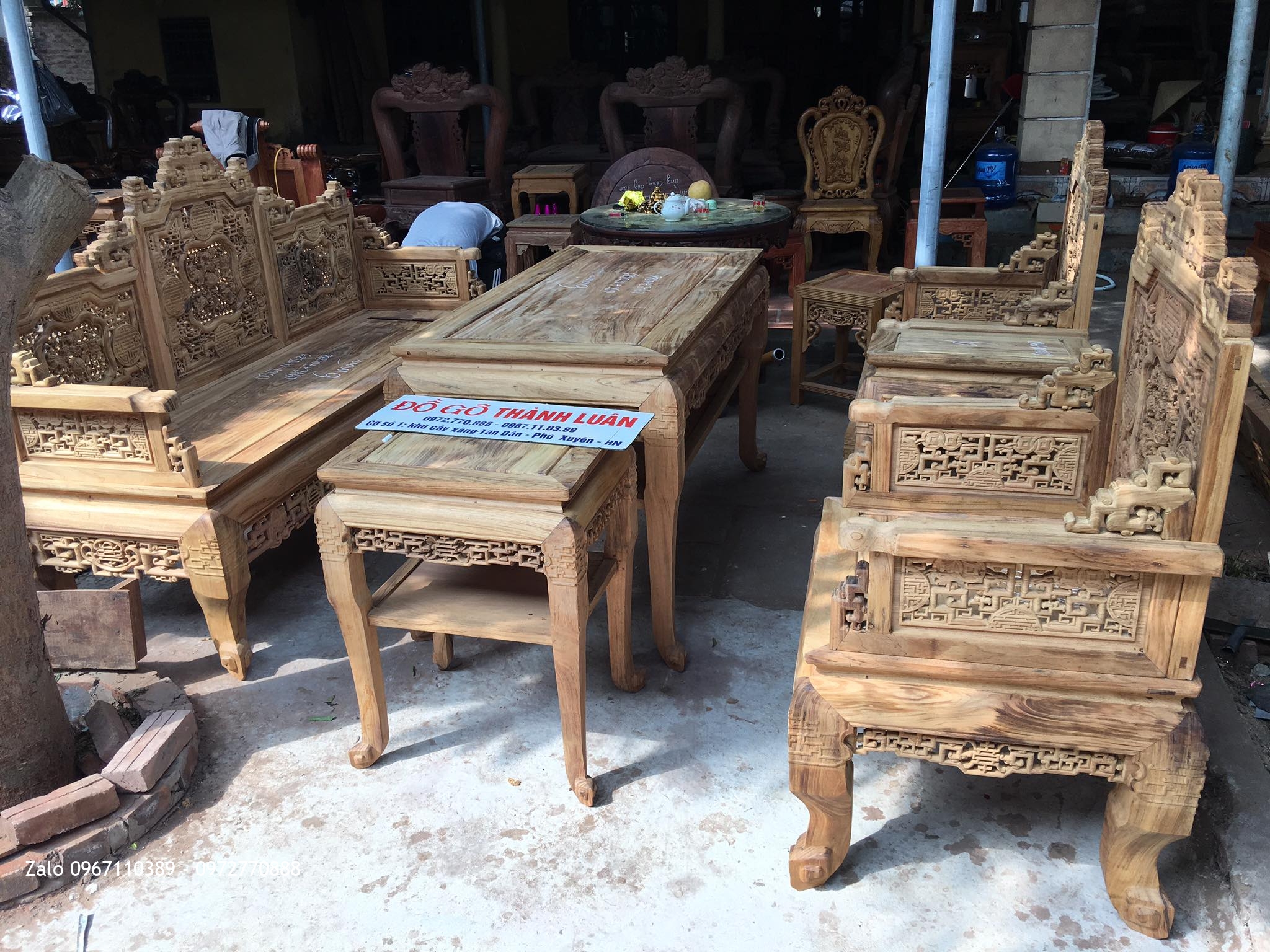 2 Bộ Trường Kỷ Huế Ngũ Lân 6 Món Gỗ Gụ Ta Quảng Bình Vân Tuyển@