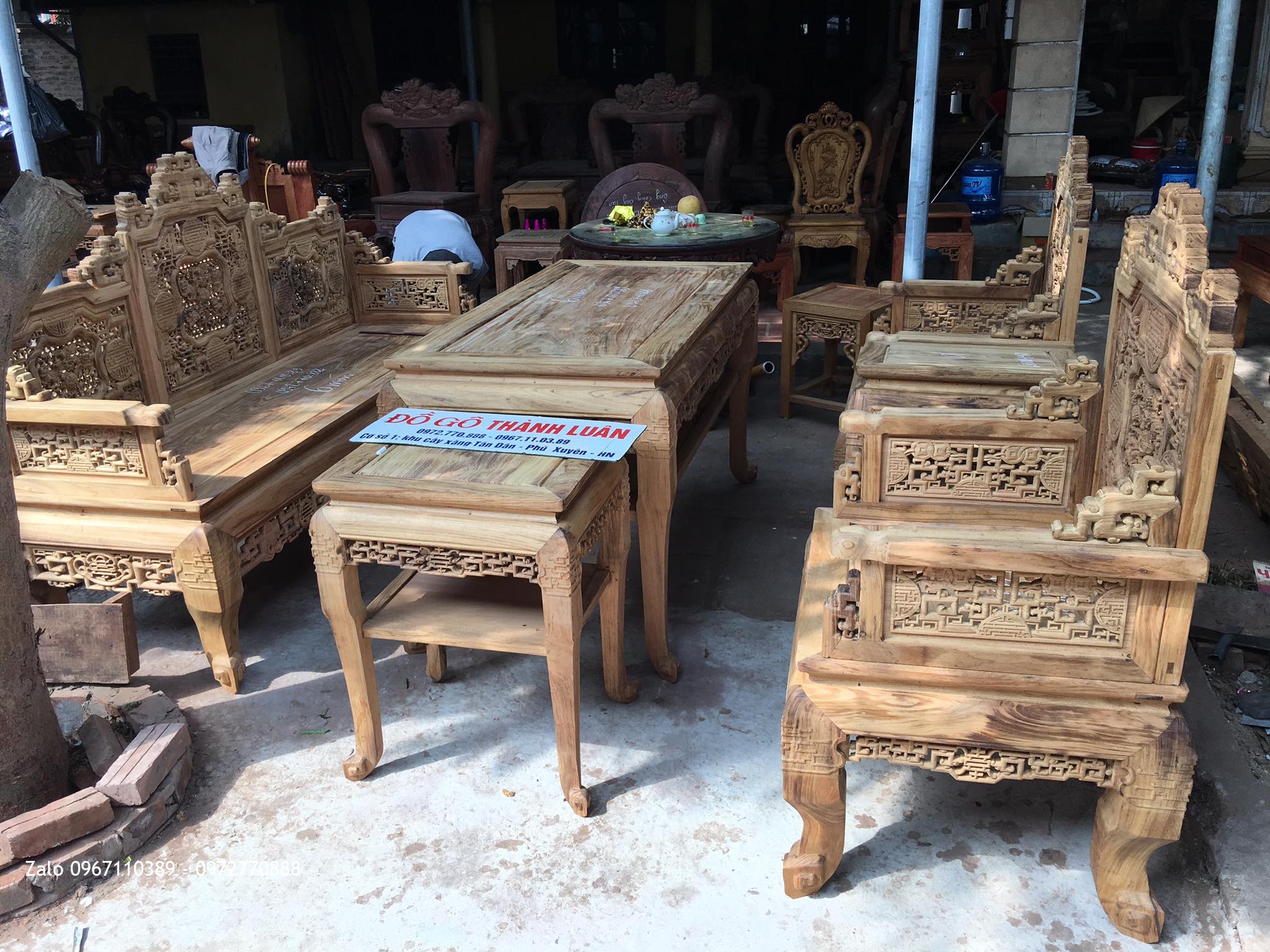 2 Bộ Trường Kỷ Huế Ngũ Lân 6 Món Gỗ Gụ Ta Quảng Bình Vân Tuyển@.