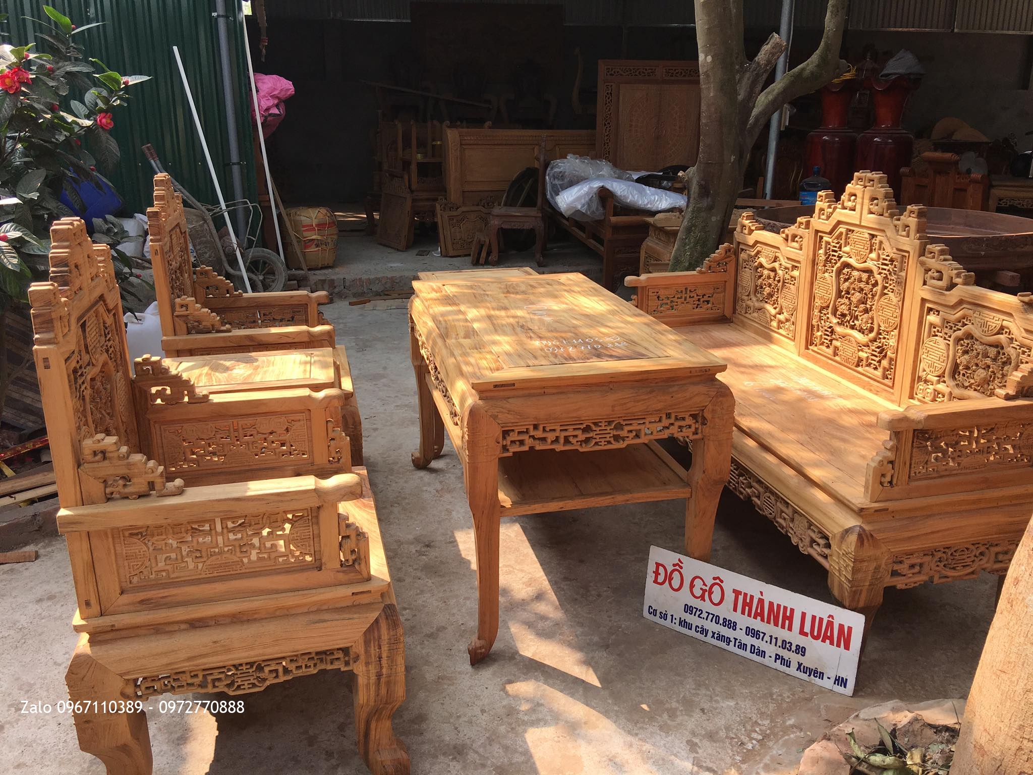 2 Bộ Trường Kỷ Huế Ngũ Lân 6 Món Gỗ Gụ Ta Quảng Bình Vân Tuyển::.