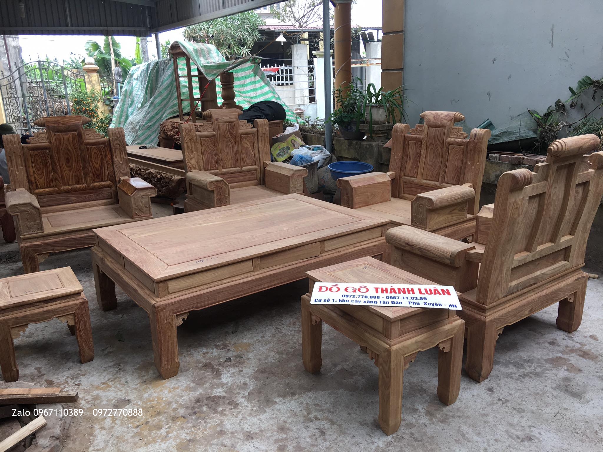 Bộ bàn ghế âu á hộp gỗ hương vân đỏ Nam Phi 8 món (VÂN VÍP)