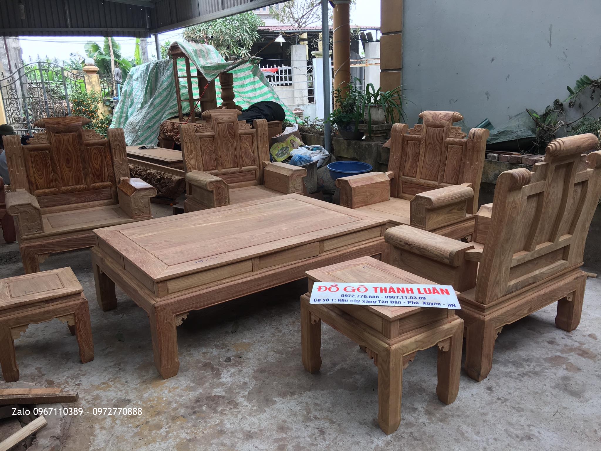 Bộ bàn ghế âu á hộp gỗ hương vân đỏ Nam Phi 8 món (VÂN VÍP).