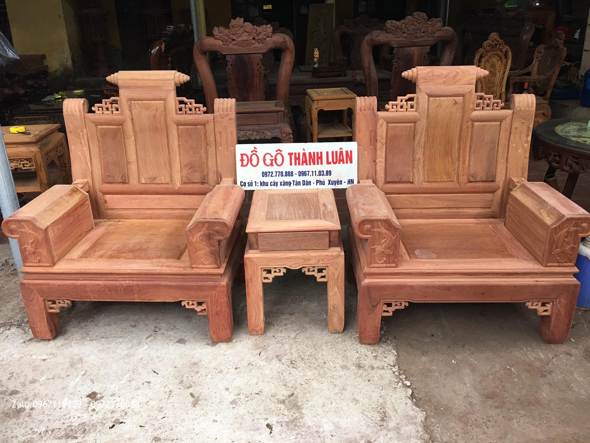 Bàn Ghế Âu Á Hộp Gỗ Hương Đỏ Lào.6 Món.