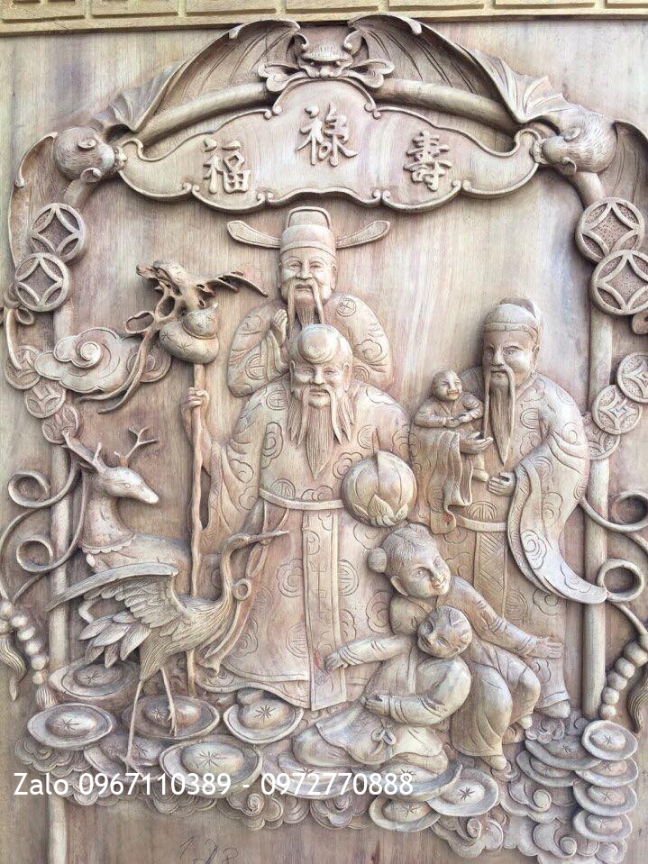 c Lịch Trạm Phúc Lộc Thọ Gỗ Gụ Đặc Sắc 1m28x69.