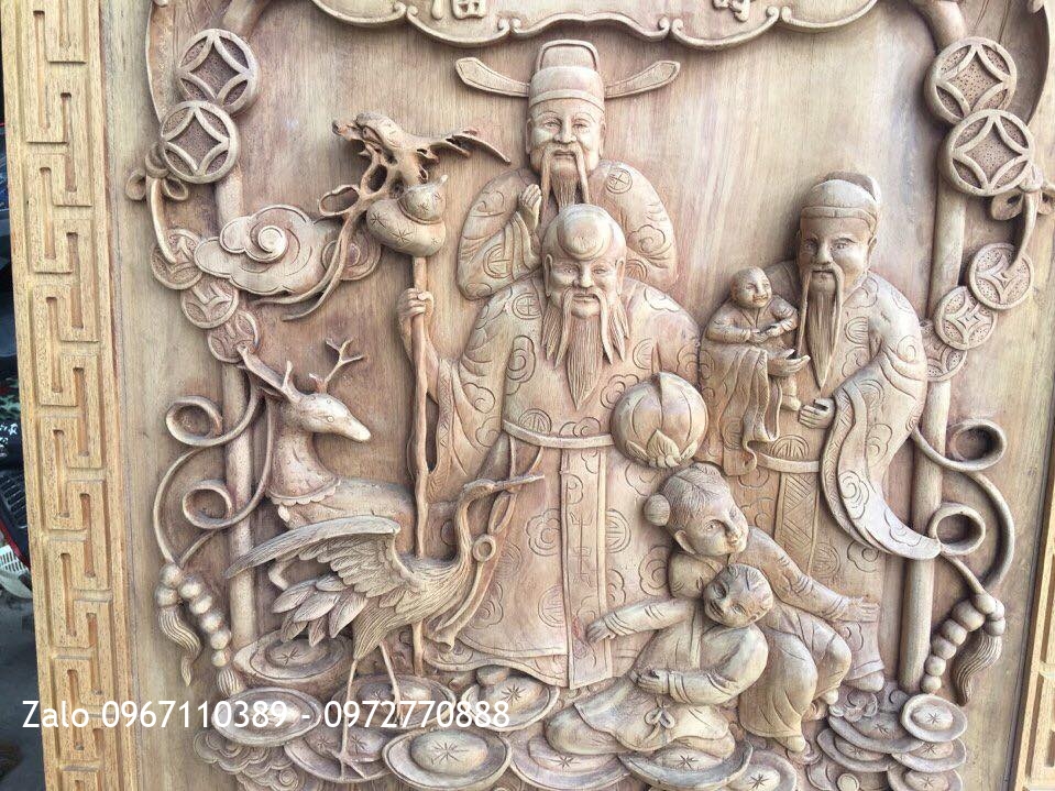 c Lịch Trạm Phúc Lộc Thọ Gỗ Gụ Đặc Sắc 1m28x69.