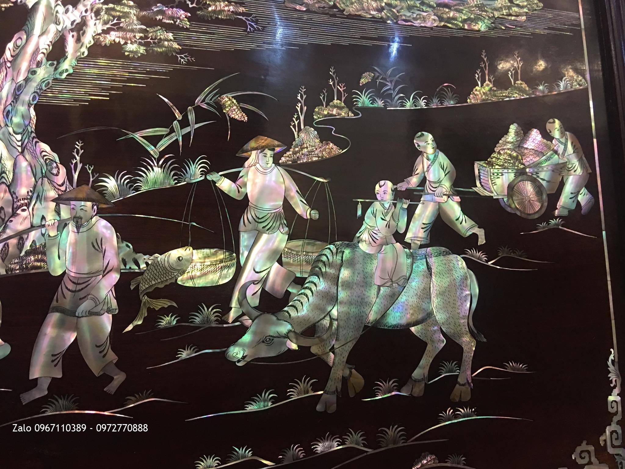 Tranh Gỗ Khảm Ốc Thuận Buồm Xuôi Gió 1m75x1m07