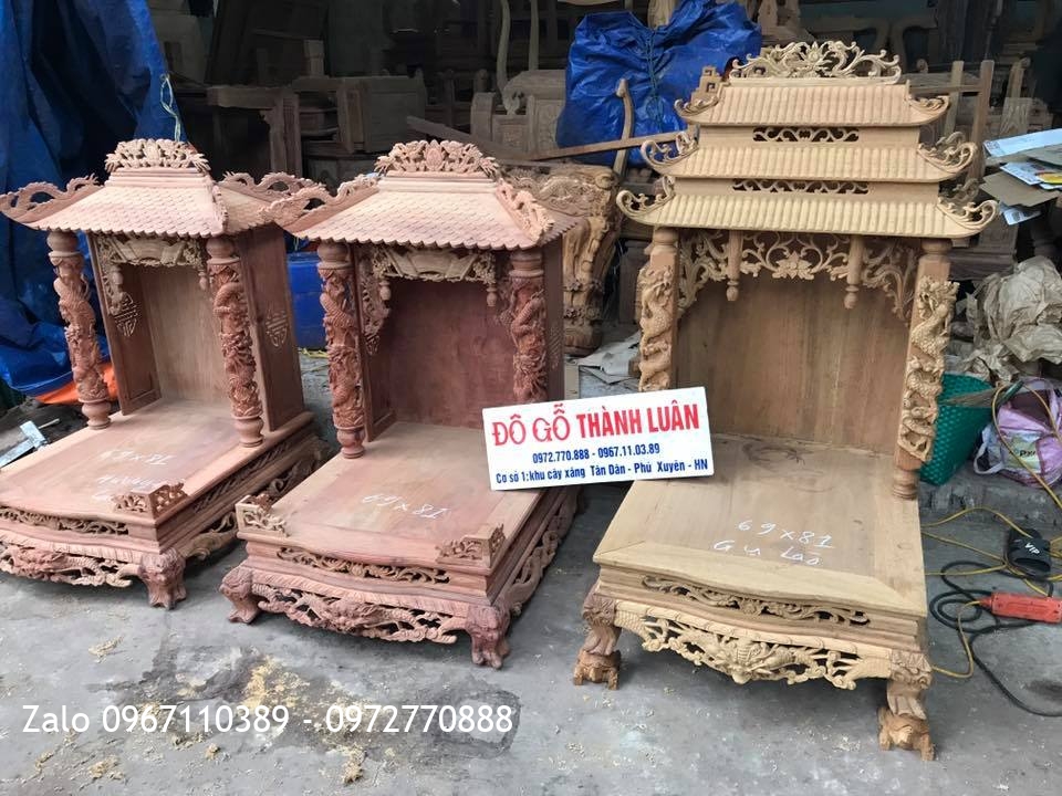 Bàn Thờ Thần Tài Ông Địa Gỗ Gụ Và Gỗ Hương.